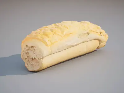 Baguette with cheese Game ready 5K triangles 4K PBR textures Low-poly 3D model