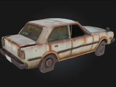 Rusty Classic Sedan  Timeworn Elegance from a Bygone Era 3D model