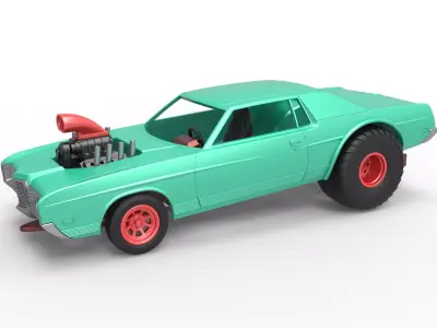 Pulling truck 2wd with Car shell Scale 1 to 25 3D print model