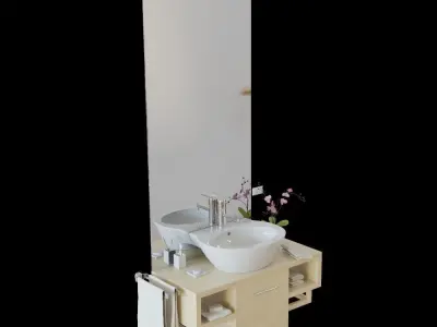 washbasin set bathroom with sink and mirror 3D model