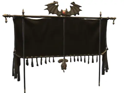 Dark Bat Banner  Gothic Fantasy  Low-poly 3D model