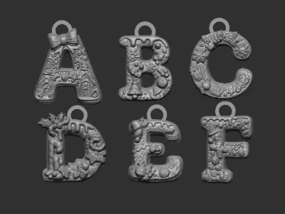 Alphapet  christmas decor A to F 3D print model