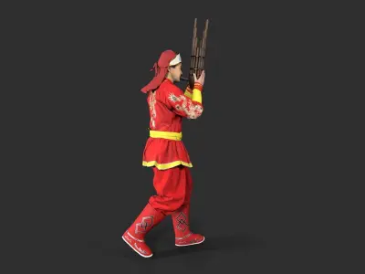 musician character Low-poly 3D model
