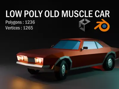 Low Poly Old Muscle Car Low-poly 3D model