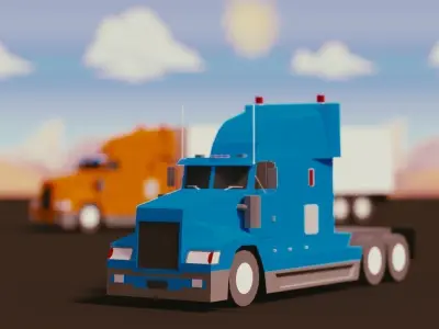 Low Poly Truck Usa Pack Low-poly 3D model