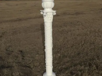 Column with non-classic corinthian order with floral motifs 3D model