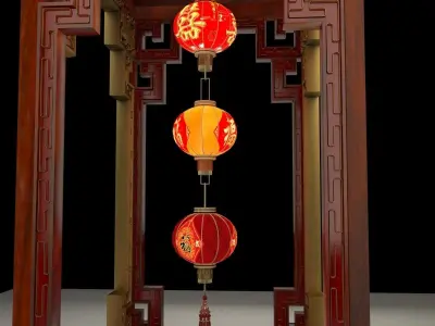 Chinese red lantern 3D model