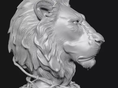 Lion head sculpture 3D print model