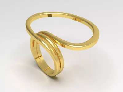 Modern knot design ring with yellow gold model gr0102 3D print model