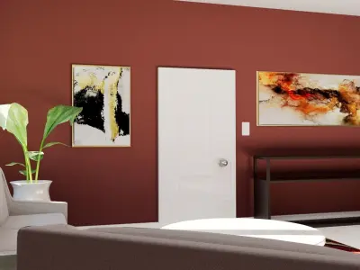 Livingroom Set With a Couch and Chair and Plant and Tables 3D model
