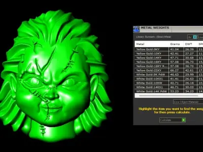 chucky doll face pendant  3D print model