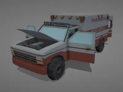 Low Poly Simple Ambulance Car  3D model