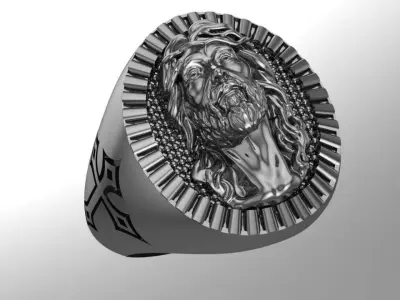 Jesus ring 3D print model