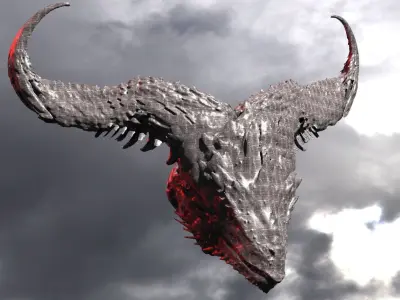 Horned Lizard Dragon Head Mount 2 3D model