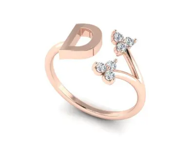 Jewelry Alphabet Ring D with Diamonds  3D print model
