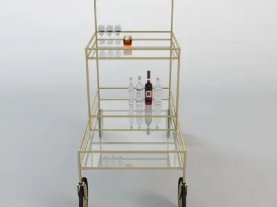 Gable Bar Cart 3D model