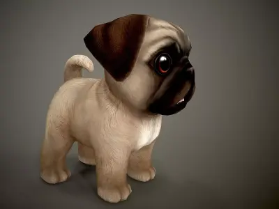 Pug Mops Low-poly 3D model