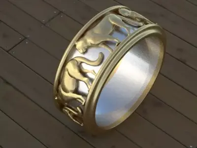 ring with  panther 0121 3D print model