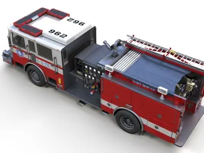 1995 Pierce Arrow fire truck Low-poly 3D model