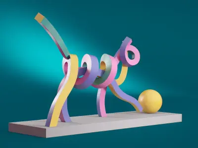 Cat With A Ball 3D model