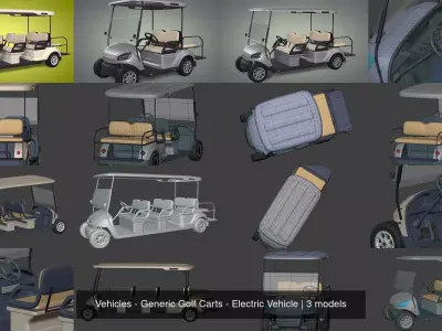Vehicles - Generic Golf Carts - Electric Vehicle 3D Model Pack