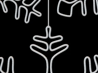 Decorative neon hanging snowflakes 3D model