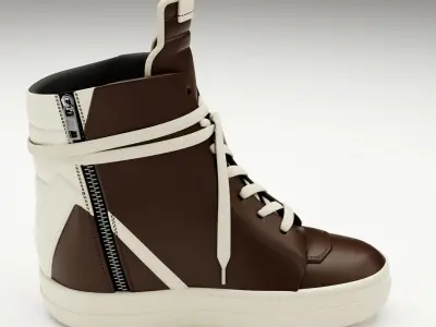 Sneakers Rick Owens Geobasket Converse Brown Low-poly 3D model
