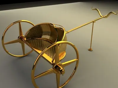 Chariot gold wheelbarrow - gold wheelbarrow 3D model