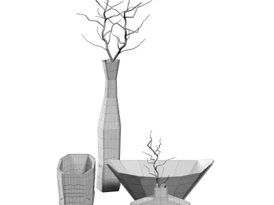 Wildwood Vase Set Low-poly 3D model