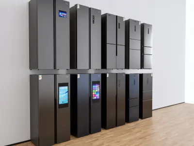 Kitchen and Home  appliances models library  fridge refrigerator Low-poly 3D model