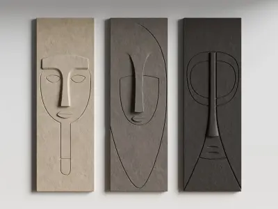 Abstract faces wall decor 3D model