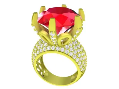 Luxury Round Halo Engagement Ring  4083 3D print model