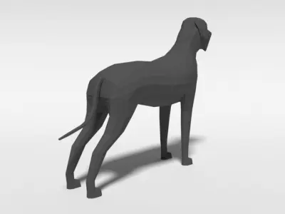 Low Poly Cartoon Great Dane Dog Low-poly 3D model
