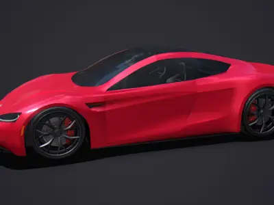 Tesla Roadster 2020 with Interior Low-poly 3D model