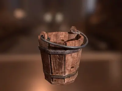 Medieval Bucket PBR Low-poly 3D model