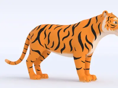 Cartoon Tiger Low-poly 3D model