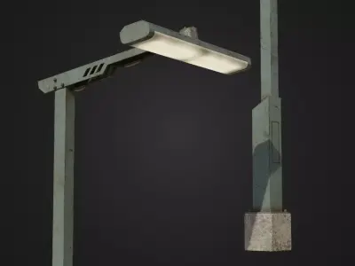 Old Retro Futuristic Street Light  Low-poly 3D model