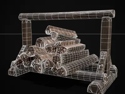 Firewood Log Rack Low-poly 3D model