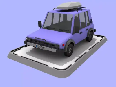 Cartoon Low Poly Jeep Crossover Car Low-poly 3D model