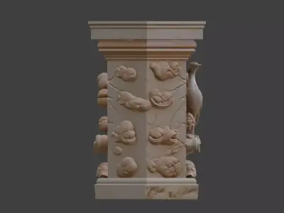 Ancient tomb stone pillars stone piers 3D model