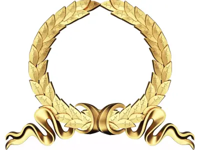 Gold Laurel Wreath 03 Low-poly 3D model