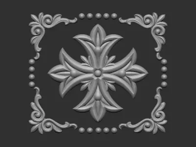 Cross relief church panel 3D model
