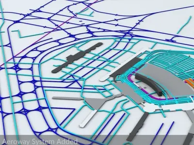Chicago OHare ORD Airport Roads Buildings Public Transport 3D model