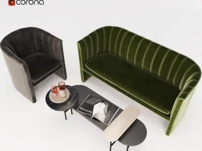 ANDtradition Sofa Lounge chair and Table 3D model