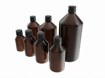 Bottles 7 Set Vitamin and Sport Nutrition 3D model