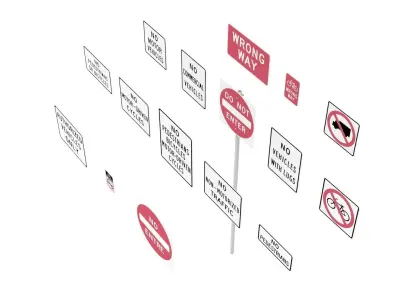 Road Sign US R5 Series Exclusionary 3D model