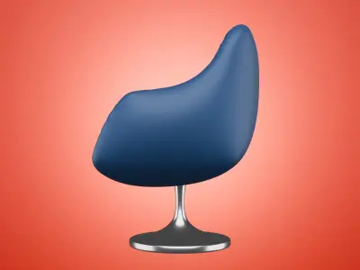 Leather Armchair and Metalic Twisted Base Style 3D model