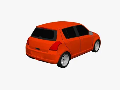 Low Poly Car orange Low-poly 3D model