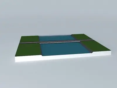 A bridge flat piece of land with lake in middle 3D model