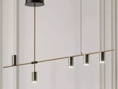 Nordic Light Luxury Long Chandelier 3D model